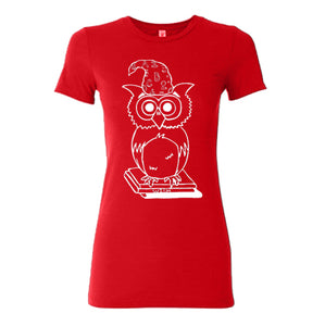Retro Wizard Owl Fitted (Girls'/Women's) T-Shirt