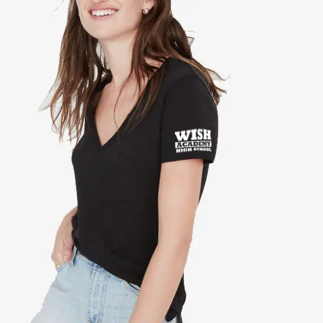 Left Sleeve Print Women's Cut V-Neck T-Shirt (WAHS)