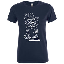 Load image into Gallery viewer, Retro Wizard Owl Fitted (Girls&#39;/Women&#39;s) T-Shirt