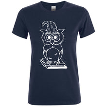 Load image into Gallery viewer, Retro Wizard Owl Fitted (Girls'/Women's) T-Shirt