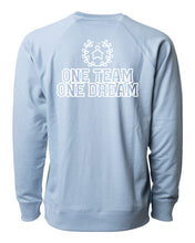 Load image into Gallery viewer, WISH Team Spirit &quot;One Team - One Dream&quot; Crewneck Sweatshirt Misty Blue