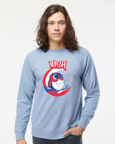 Owl on the Moon Crewneck Sweatshirt (MISTY BLUE)