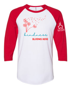 🌼 2025–2026 "Kindness Blooms Here" T-Shirt RED Baseball Tee