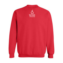 Load image into Gallery viewer, Red sweatshirt with a logo and text on the chest area against a white background