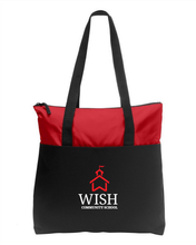 Load image into Gallery viewer, WISH Community Embroidered Zip-Top Tote