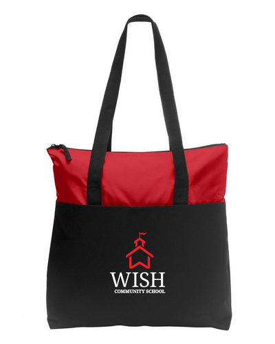 WISH Community Embroidered Zip-Top Tote
