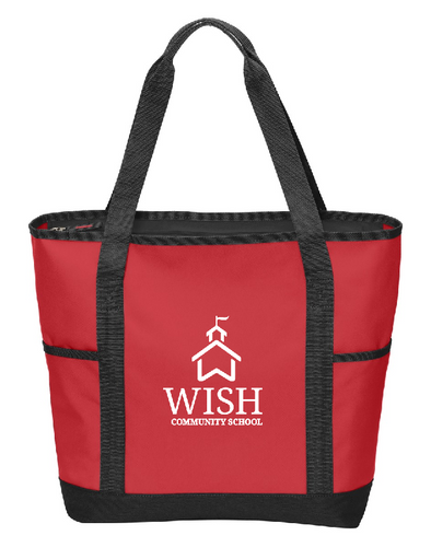 WISH Community Embroidered Tote Bag White Logo