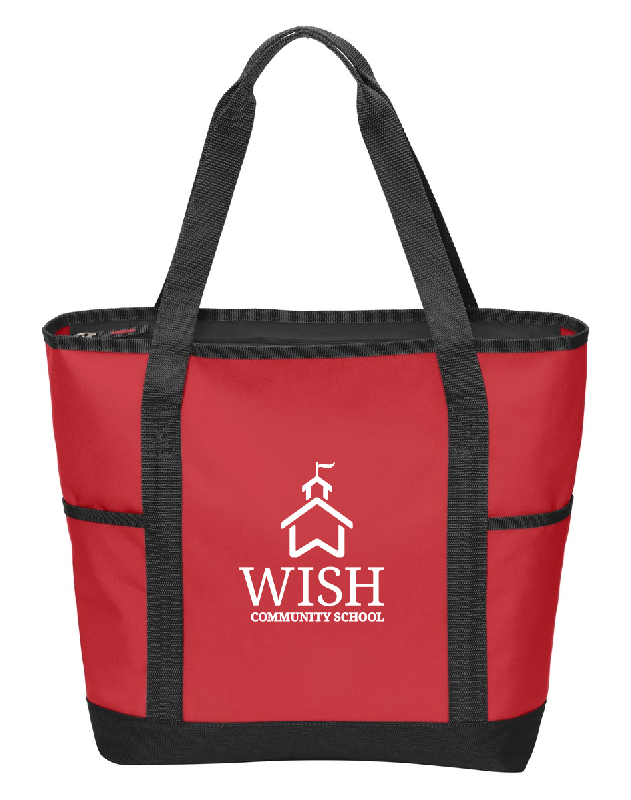 WISH Community Embroidered Tote Bag White Logo