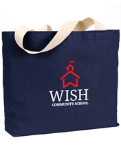 Load image into Gallery viewer, WISH Community Embroidered Cotton Canvas Jumbo Tote Bag