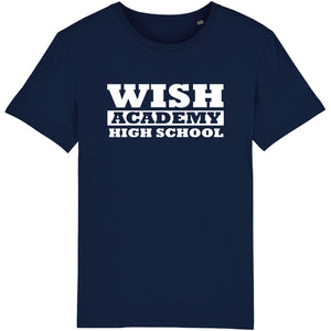 WISH Academy Large Block Letter Crew Neck 100% Cotton T-Shirt