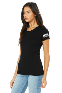 Left Sleeve Print Women's Cut CREW NECK T-Shirt (WAHS)