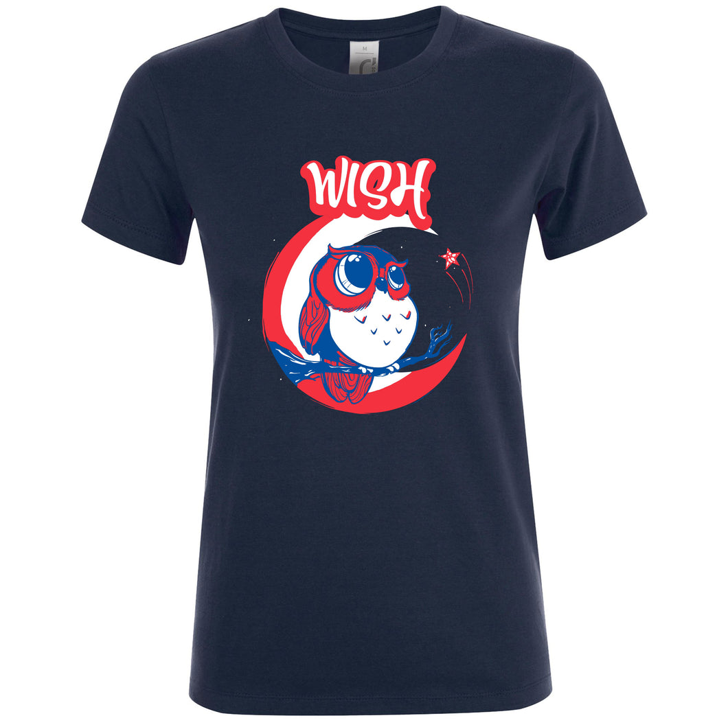 Owl on the Moon Fitted (Girls'/Women's) T-Shirt